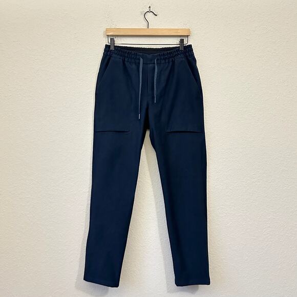 LULULEMON Bowline Pants Navy Blue Drawstring Waist Utilitech Tapered - Picture 1 of 12